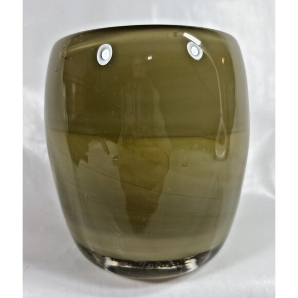 Glass.ful Votive Candle Holder Olive Green Handblown Cased Glass Canadian - Picture 3 of 9